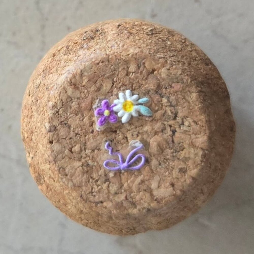 Brand New Hand Crafted Magnet Created from Champagne Cork Featuring Flowers